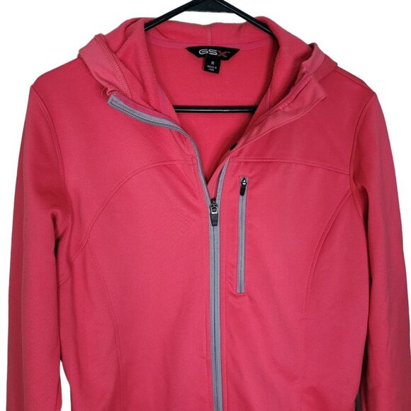 GSX Sweatshirt Full Zip Hooded Pink Thumb Holes Back Pocket Womens Medium - Picture 3 of 11